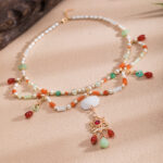 Hanfu Necklace Ancient Style Yingluo Dunhuang-Inspired Accessories Double-Layer Vintage Jewelry