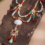 Hanfu Necklace Ancient Style Yingluo Dunhuang-Inspired Accessories Double-Layer Vintage Jewelry