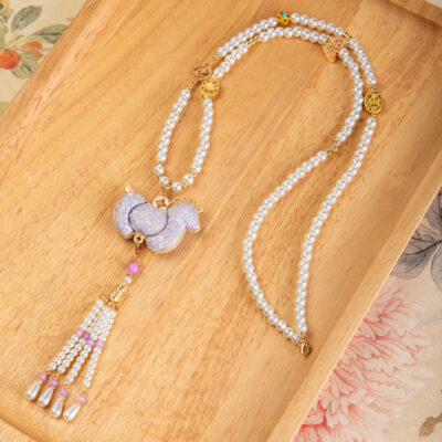 Hanfu Necklace with Horse Element Pendant Intangible Cultural Heritage Cheongsam Ornament