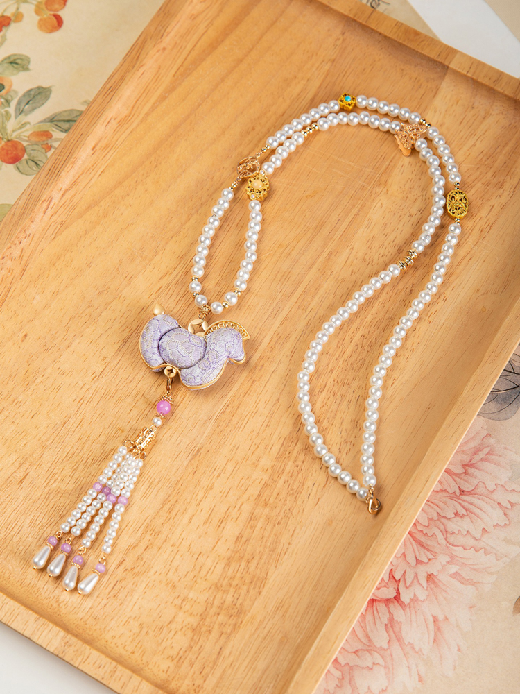 Hanfu Necklace with Horse Element Pendant Intangible Cultural Heritage Cheongsam Ornament