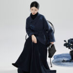 New Chinese Style Windproof Blue Coat Fishtail Skirt Casual Hanfu Set