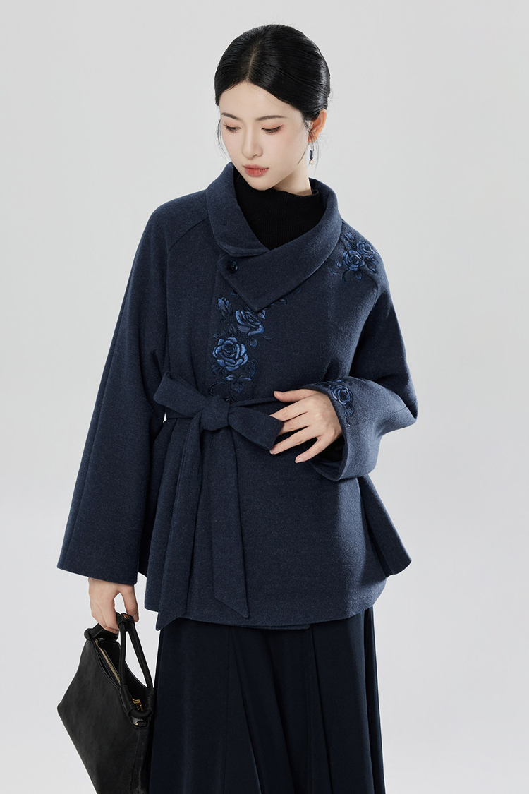 New Chinese Style Windproof Blue Coat Fishtail Skirt Casual Hanfu Set