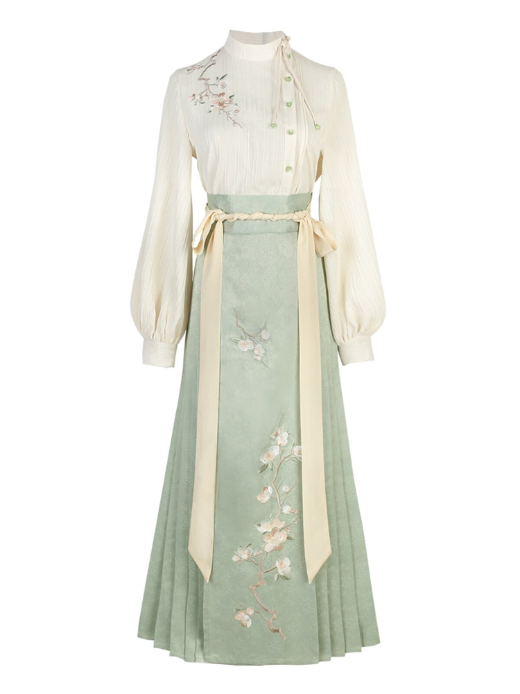Spring Women Hanfu New Chinese Style Daily Hanfu Set with Mamian Qun