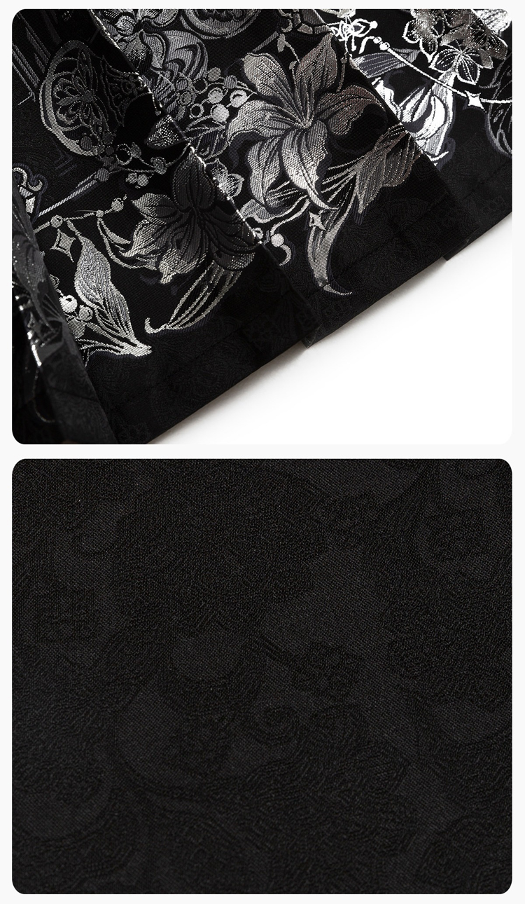 Spring Women Hanfu Set Duijin Jacket Black Mamian Skirt Elegant Style