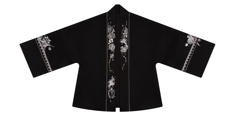 Spring Women Hanfu Set Duijin Jacket Black Mamian Skirt Elegant Style