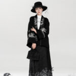 Spring Women Hanfu Set Duijin Jacket Black Mamian Skirt Elegant Style