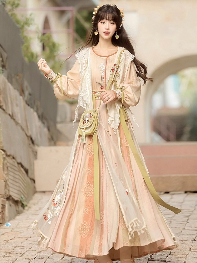 Spring Women Hanfu Set Song Dynasty Style Cute Vest Set 