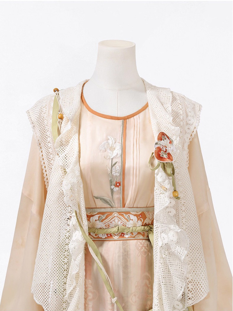 Spring Women Hanfu Set Song Dynasty Style Cute Vest Set 