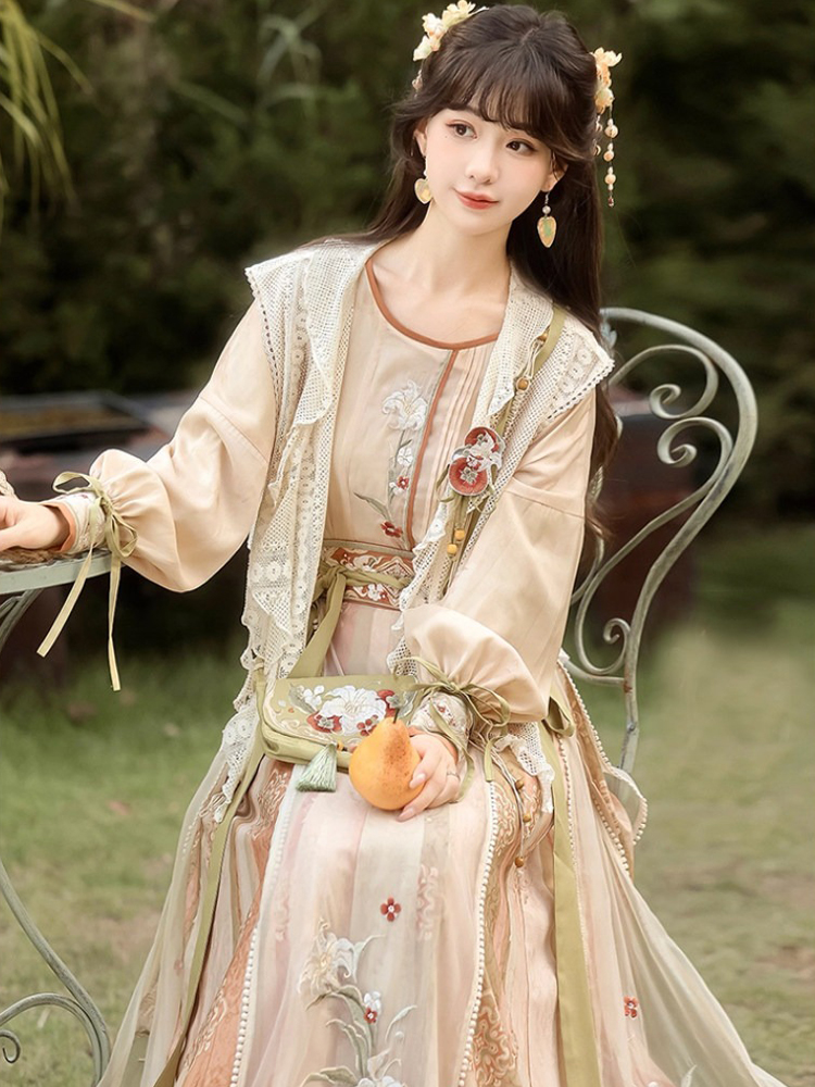 Spring Women Hanfu Set Song Dynasty Style Cute Vest Set 