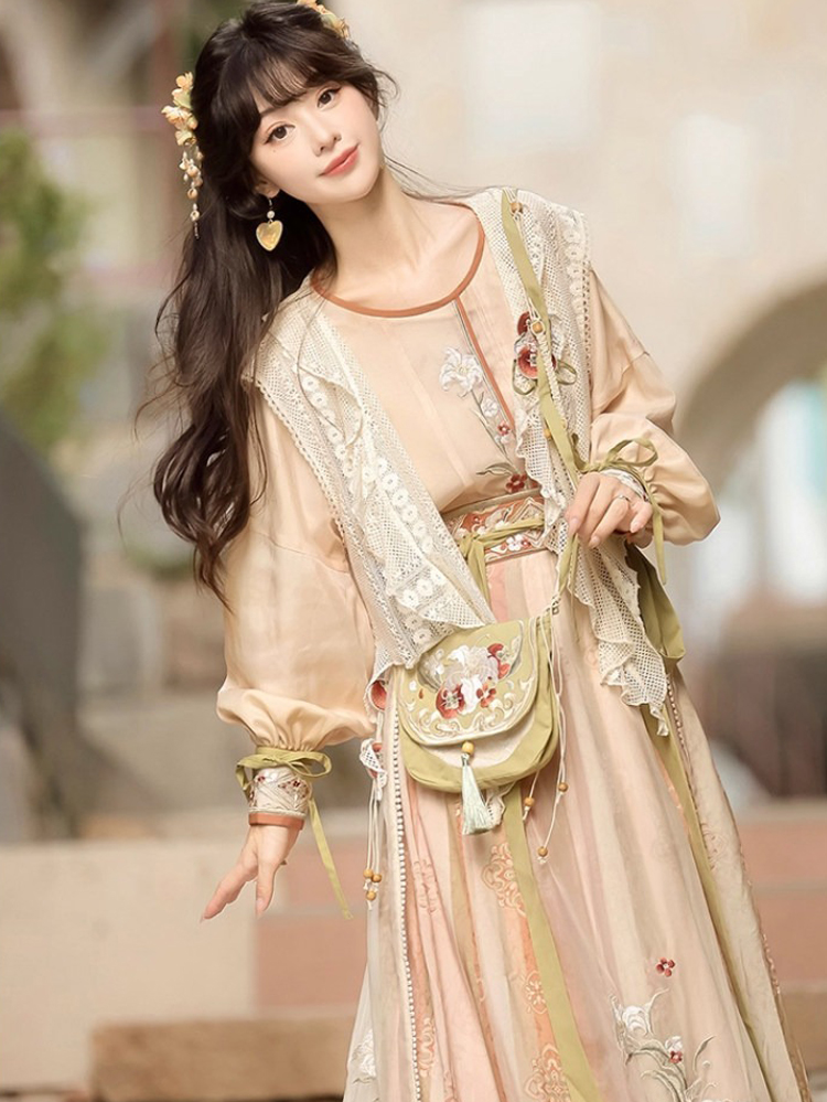 Spring Women Hanfu Set Song Dynasty Style Cute Vest Set 