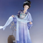 Tang Dynasty Inspired Women's Qixiong Ruqun Blue-and-White Porcelain Style Ethereal Ensemble