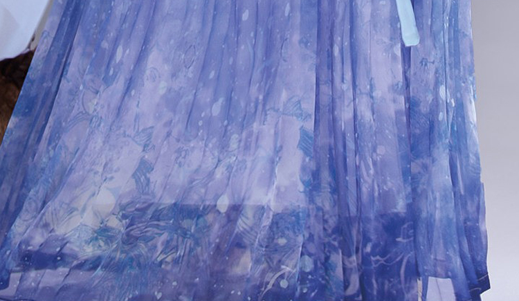 Tang Dynasty Inspired Women's Qixiong Ruqun Blue-and-White Porcelain Style Ethereal Ensemble