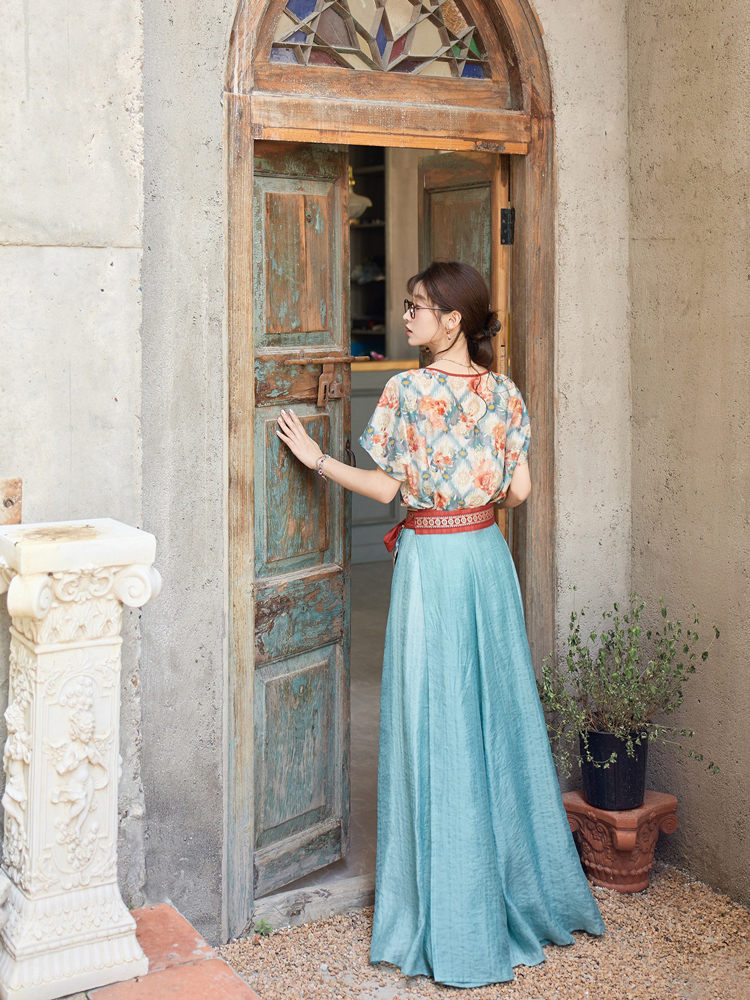 Tang Dynasty Style Women Hanfu Set in Tencel Fabric for Casual Daily Wear