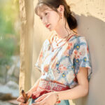 Tang Dynasty Style Women Hanfu Set in Tencel Fabric for Casual Daily Wear