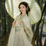 Wei-Jin Style Women Hanfu Set in Beige Qiyao Ruqun for Spring
