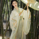 Wei-Jin Style Women Hanfu Set in Beige Qiyao Ruqun for Spring