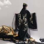 Wei-Jin Style Women Hanfu in Black Tones Martial Arts Zhiju