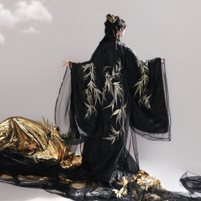 Wei-Jin Style Women Hanfu in Black Tones Martial Arts Zhiju