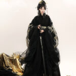 Wei-Jin Style Women Hanfu in Black Tones Martial Arts Zhiju