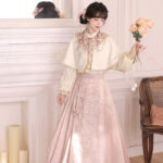 Women Spring Hanfu Ming Dynasty Style Pink Mamian Skirt