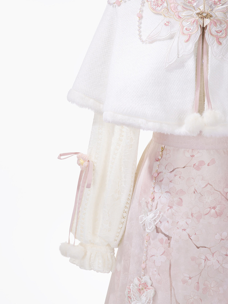 Women Spring Hanfu Ming Dynasty Style Pink Mamian Skirt