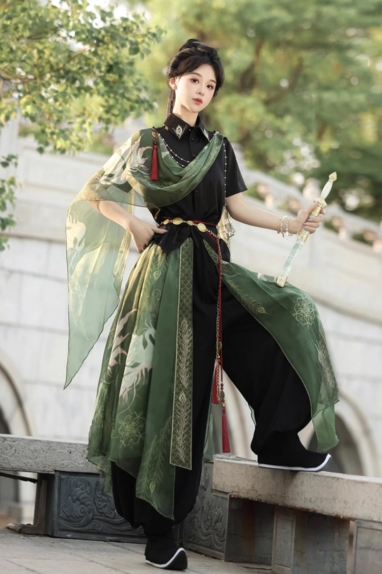 Wuxia Women Hanfu Set Stylish Lantern Pants Ancient Costume Attire