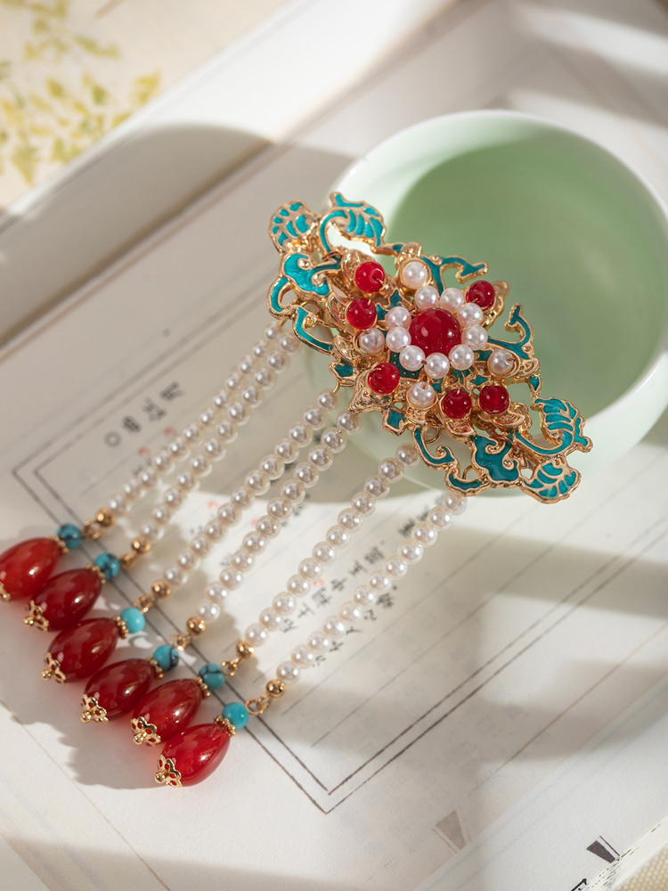 Cheongsam Hairpin with Vintage-Style Tassel Hanfu Hair Accessory