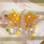 Cheongsam-style Headpiece with Yellow Flowers Hanfu Children's Hair Clip