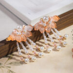 Children's Tassel Hairclips Hanfu-Style Hairpins Orange-Patterned Ancient-Style Hair Accessories