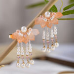 Children's Tassel Hairclips Hanfu-Style Hairpins Orange-Patterned Ancient-Style Hair Accessories
