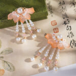 Children's Tassel Hairclips Hanfu-Style Hairpins Orange-Patterned Ancient-Style Hair Accessories