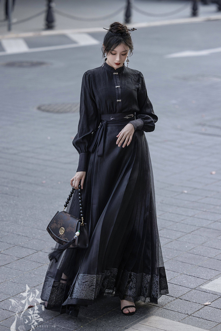 Everyday Women's Ming Dynasty Hanfu Mamian Skirt Fashionable Retro Set