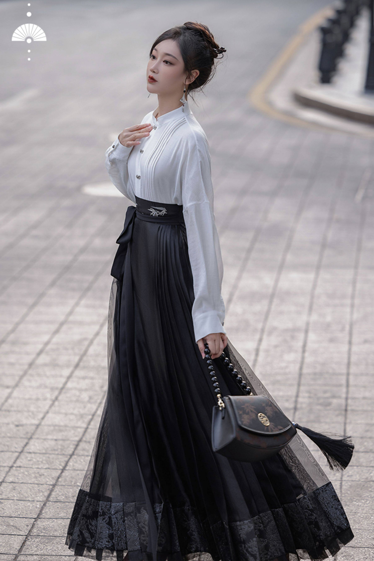 Everyday Women's Ming Dynasty Hanfu Mamian Skirt Fashionable Retro Set