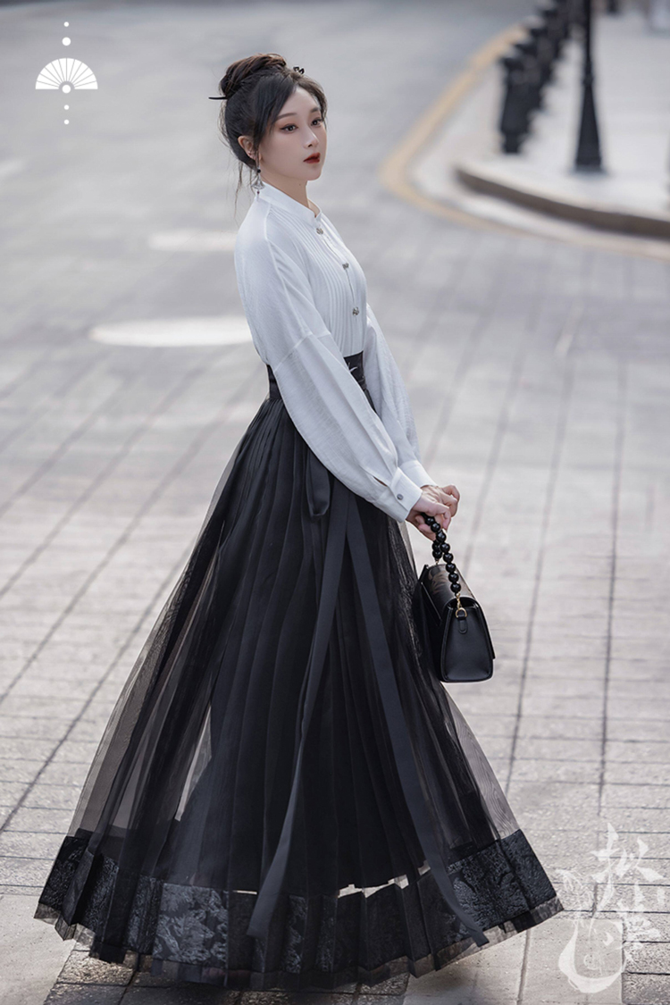 Everyday Women's Ming Dynasty Hanfu Mamian Skirt Fashionable Retro Set