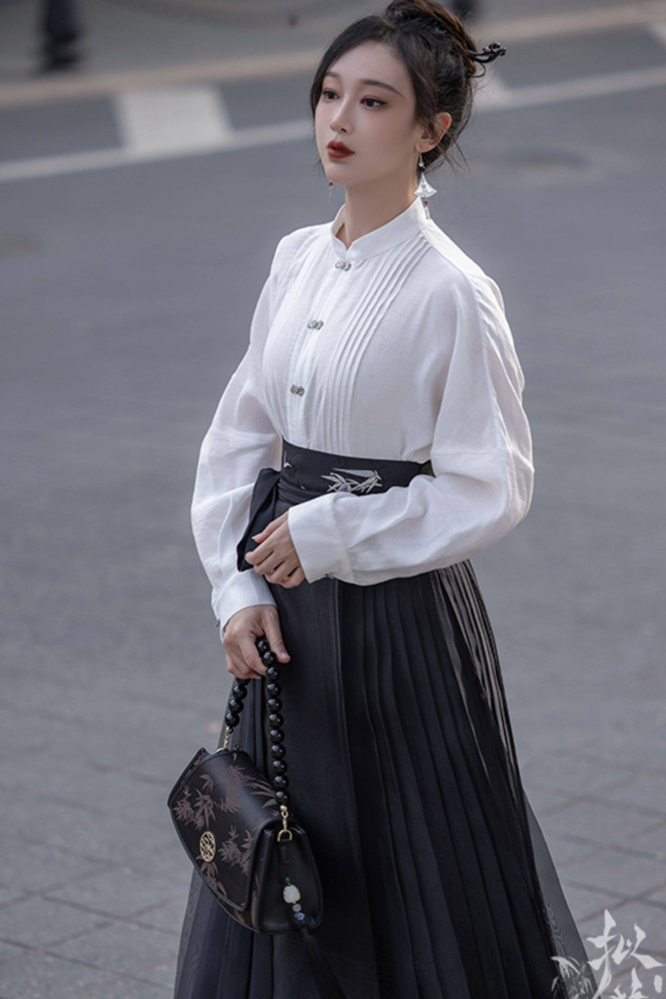 Everyday Women's Ming Dynasty Hanfu Mamian Skirt Fashionable Retro Set