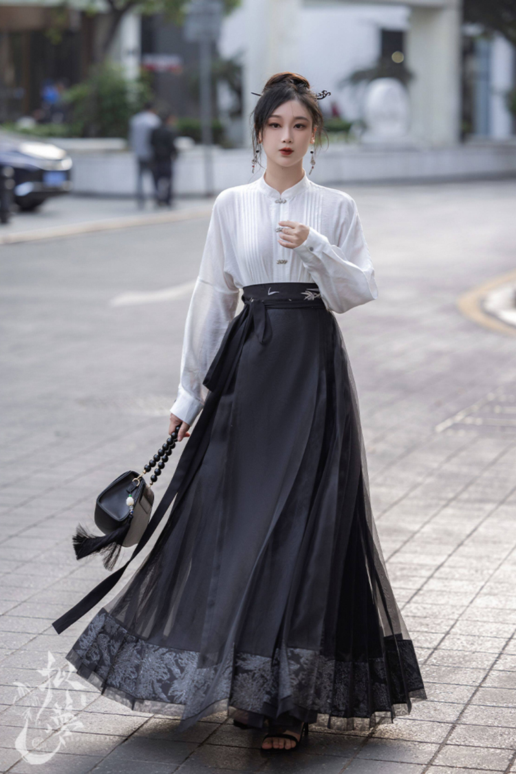 Everyday Women's Ming Dynasty Hanfu Mamian Skirt Fashionable Retro Set