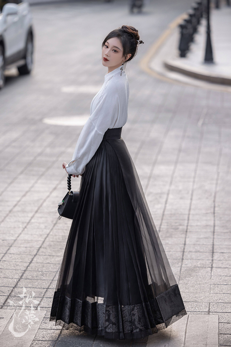 Everyday Women's Ming Dynasty Hanfu Mamian Skirt Fashionable Retro Set