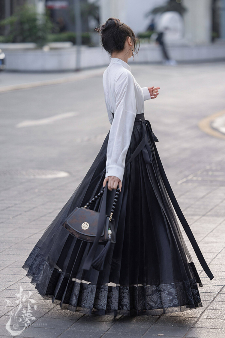 Everyday Women's Ming Dynasty Hanfu Mamian Skirt Fashionable Retro Set