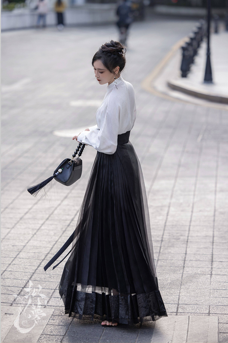 Everyday Women's Ming Dynasty Hanfu Mamian Skirt Fashionable Retro Set