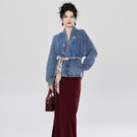 Fashion Hanfu Denim Jacket with Song Dynasty Aesthetic for Women Daily Wear