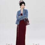 Fashion Hanfu Denim Jacket with Song Dynasty Aesthetic for Women Daily Wear