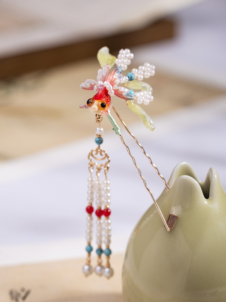 Goldfish Hanfu Hairpin Buyao Tassel Hair Accessory