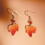 Handmade Silk Maple Leaf-Shaped Earrings Intangible Cultural Heritage Inspired Hanfu Accessories