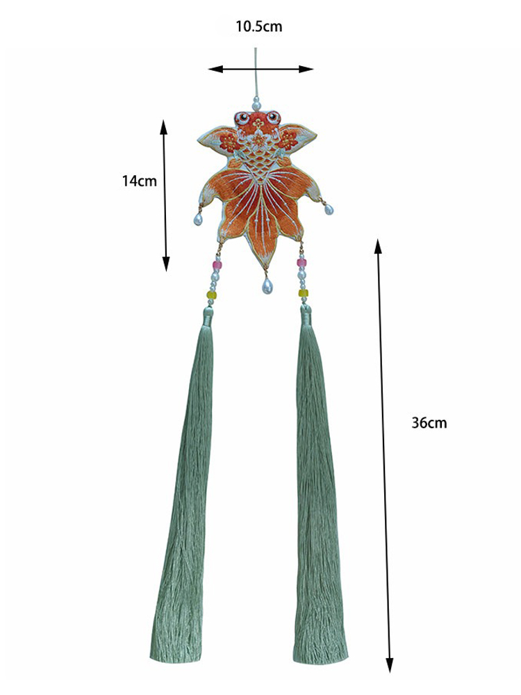 Hanfu Goldfish Pendant with Double-Sided Contrasting Embroidery Classic Accessories