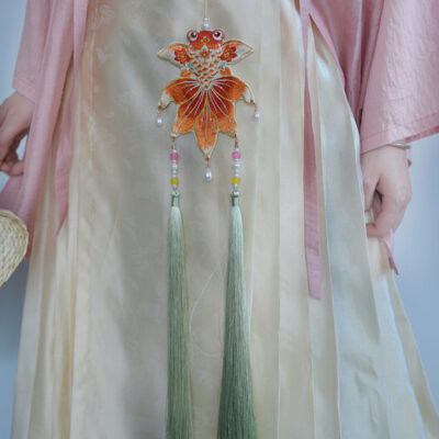 Hanfu Goldfish Pendant with Double-Sided Contrasting Embroidery Classic Accessories