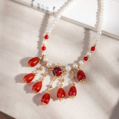 Hanfu Necklace Retro Imperial Court Style with Teardrop-Shaped Classic Accessories