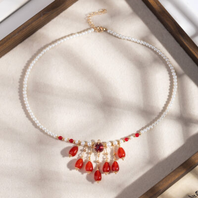 Hanfu Necklace Retro Imperial Court Style with Teardrop-Shaped Classic Accessories