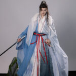 Men Hanfu Xianxia Style Ancient Inspired Robe Cross-Collared Cape Set