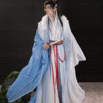 Men Hanfu Xianxia Style Ancient Inspired Robe Cross-Collared Cape Set