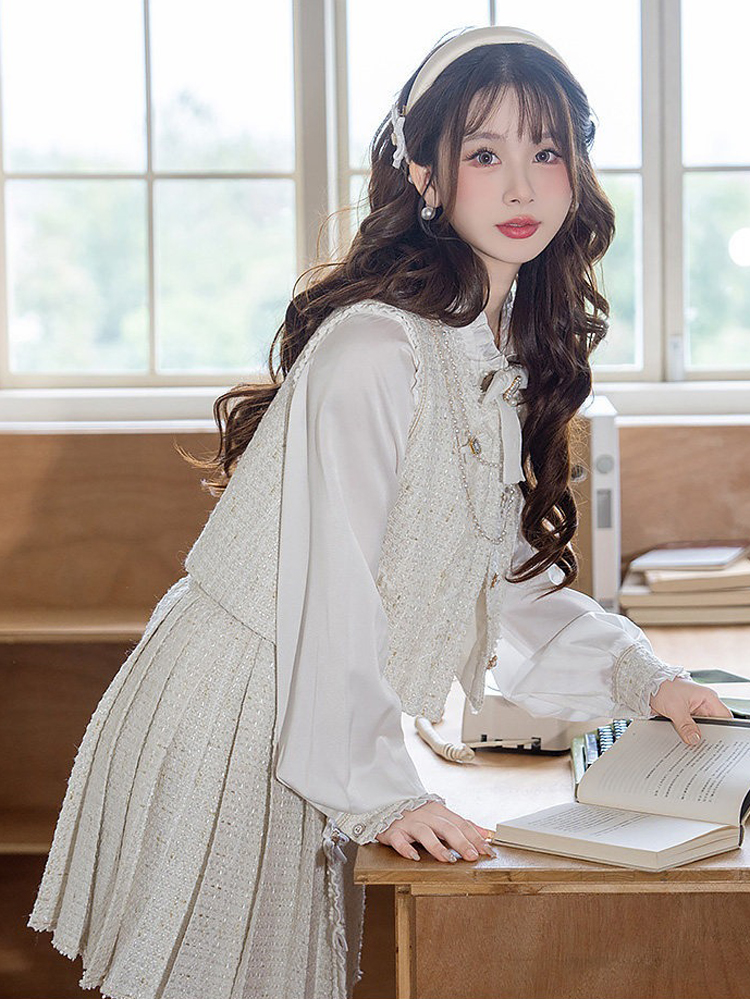 Ming Dynasty Style Hanfu Set Fashionable Pleated Skirt for Girls Everyday Spring Wear